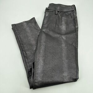 Chicos So Slimming Ankle Pant Metallic Silver Snake Print Gray Size 4 Edgy Party